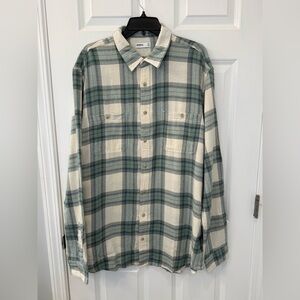 NEW Men’s Sonoma Long Sleeve Flannel Shirt Sage Green / Ivory Size XXL TALL